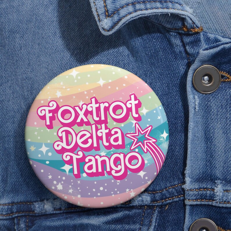 Foxtrot Delta Tango Subtle FDT Anti Trump Feminist Button, Protest F*ck Trump Pin, Democrat Womens Rights, Political Protest Button 3"