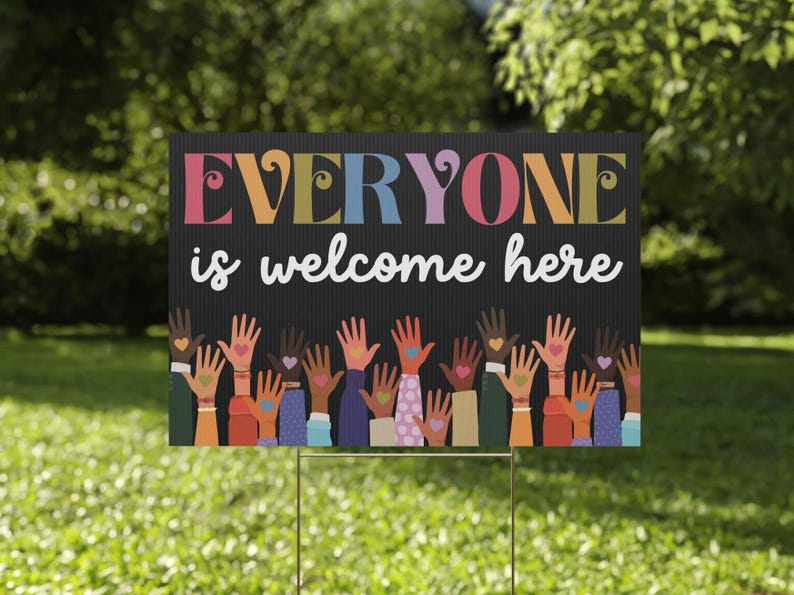 Gift Inclusion Sign Everyone is Welcome Here Yard Sign, Diversity Inclusion DEI Garden Flag ...