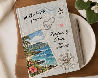 Custom Hawaii Travel Journal, Our Adventures Personalized Couples Travel Notebook, Adventure Log Book, Anniversary Gift for Her