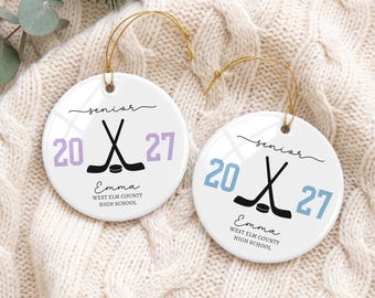 Custom Hockey Senior 2027 Ornament, Personalized Graduation Gift for Senior Girls Night, High School Senior Gift, Senior Year Keepsake