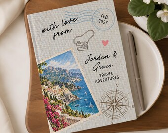 Custom Amalfi Italy Travel Journal, Our Adventures Personalized Couples Travel Notebook, Adventure Log Book, Anniversary Gift for Her