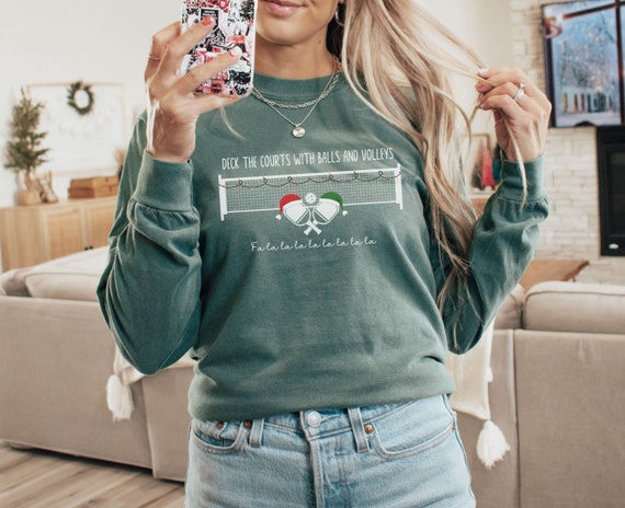 Christmas Pickleball long sleeve Comfort Colors shirt, retro pickleball shirt, funny pickleball shirt, pickleball player gift for women