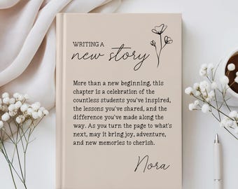 Custom Retirement Gift for Teacher, Personalized Teacher Journal, SLP Goodbye Gift, New Chapter Book, Farewell Coworker Gift