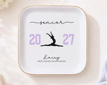 Custom Gymnastics Senior Jewelry Dish, Personalized Graduation Gift for Senior Girls Night, High School Senior Team, Senior 2027 Keepsake