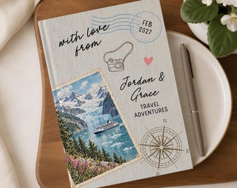 Custom Alaska Cruise Travel Journal, Our Adventures Personalized Couples Travel Notebook, Adventure Log Book, Anniversary Gift for Her