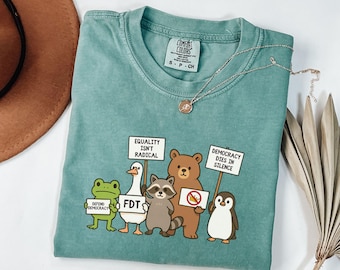 Democracy Dies in Silence FDT Comfort Colors Shirt, No Kings Goose Protest Shirt, Human Rights Justice Tee, Anti Trump Shirt, Pro Immigrants