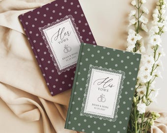 Personalized Vow Books, Custom His And Her Vow Books, Elegant Wedding Keepsake, Romantic Lace Style Wedding Ceremony Gift