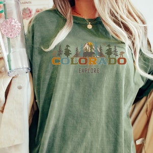 Colorado Granola Girl Aesthetic Mountain Comfort Colors Shirt, Wildflower Granola Girl Clothing, Rocky Mountain Camping Shirt