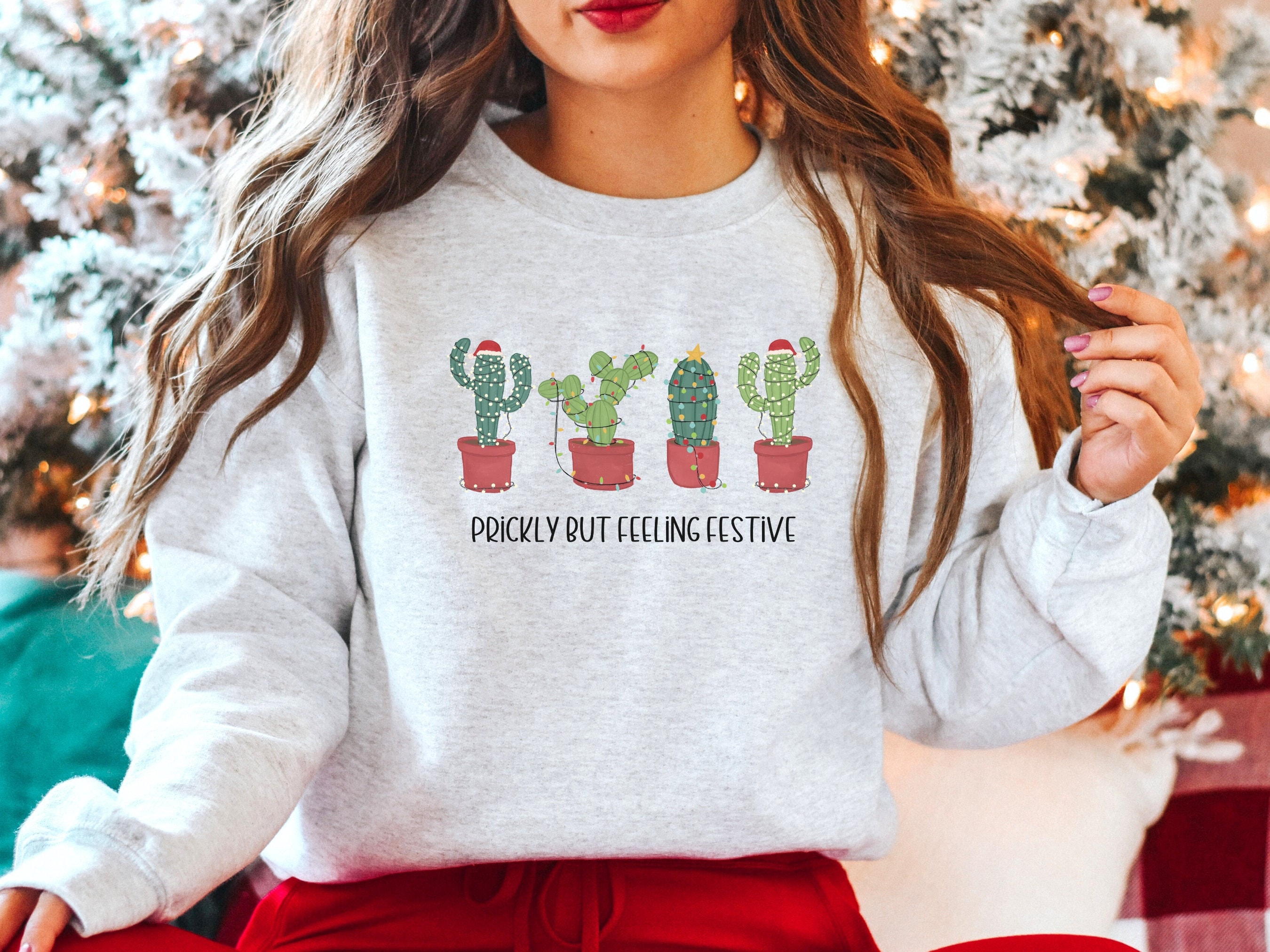 Vintage Christmas Cactus Sweatshirt Funny Christmas Cactus Shirt Stay Prickly Introvert Christmas Crewneck Anti Social Christmas Sweater Etsy UK