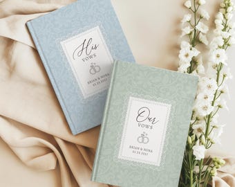 Custom His And Her Vow Books, Personalized Toile Vow Books, Elegant Wedding Keepsake, Romantic Lace Style Wedding Ceremony Gift