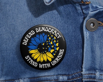 Stand with Ukraine Button, Defend Democracy F*ck Trump Pin, Volodymyr Zelenskyy Protest, Democrat Liberal Rights, Political Protest Button