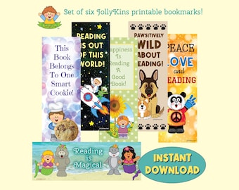 JollyKins, Printable Bookmarks, Instant Download, Classroom Bookmarks for Teachers, Cute Bookmarks for Kids