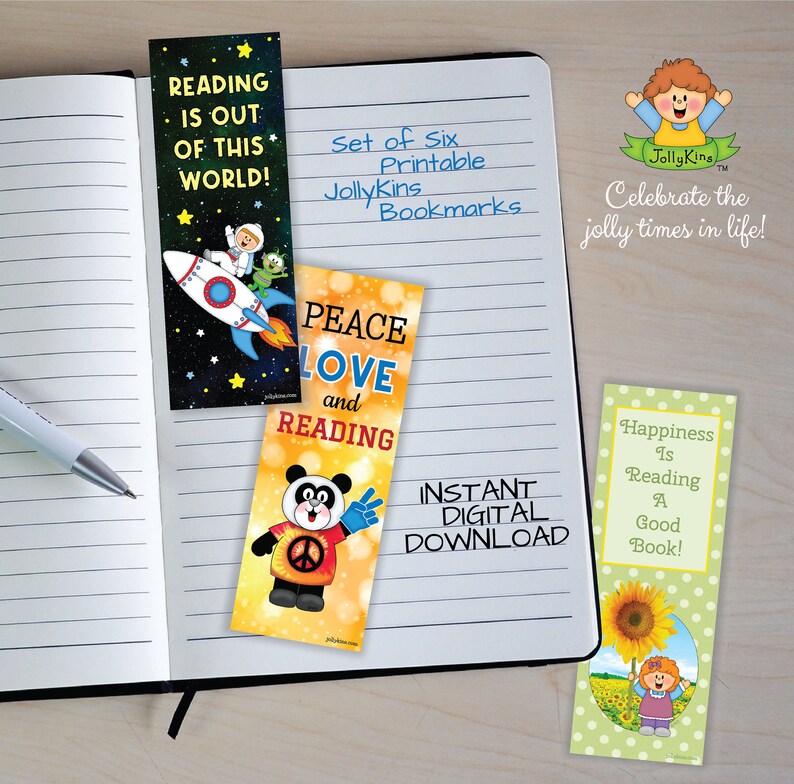 Jollykins, Printable Bookmarks, Instant Download, Classroom Bookmarks