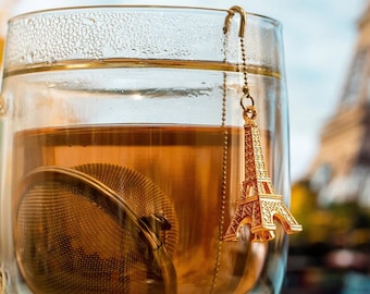 Eiffel Tower Tea Infuser: Stainless Steel Mesh, Glass Bowl