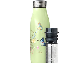 Tea Flask Butterfly Hummingbird 500ml / 16.9oz|Vacuum Insulated Flask| Reusable Bottle