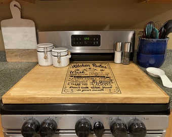 Kitchen Rules, Gas Stovetop Cover with sides, Noodle Board, Personalized Kitchen Decor,