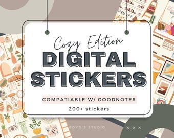 Cozy Digital Stickers, Digital Planning, 2023 GoodNotes, GoodNotes Stickers, 200+ Stickers, PNG, Digital Planner Stickers, IPad