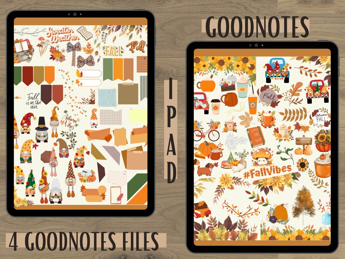 Autumn/ Fall Digital Stickers 2023 Goodnotes Stickers, 200 September