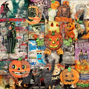 Vintage Halloween 60&#39;s to 90&#39;s Tumbler Wrap PNG Digital Download File
