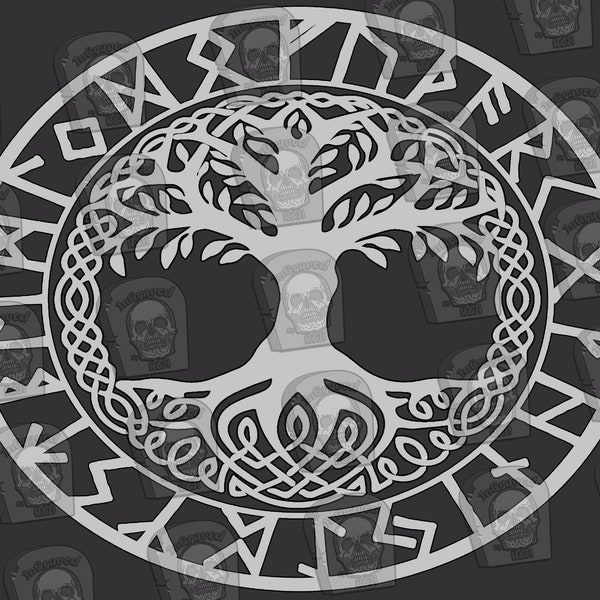 Yggdrasil PNG, Digital, Tumbler Wrap, Good luck symbols, Viking