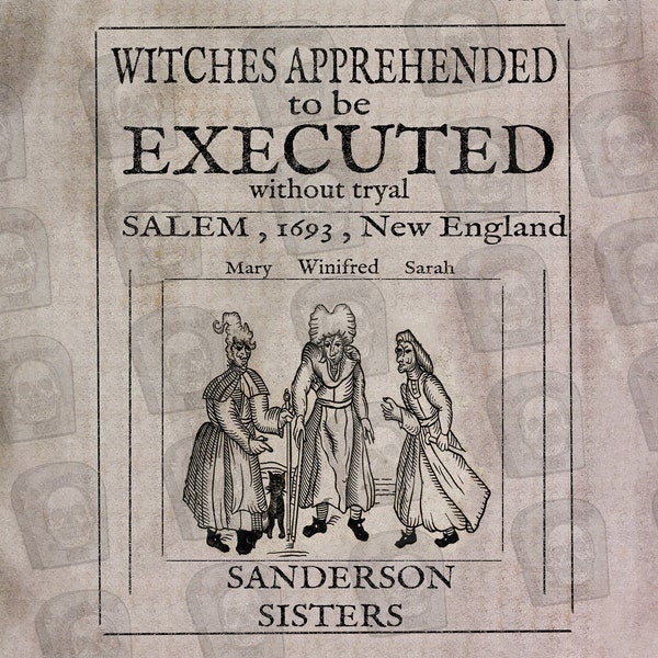 Hocus Pocus Sanderson Sisters 1600's Trials Poster Tumbler Wrap PNG