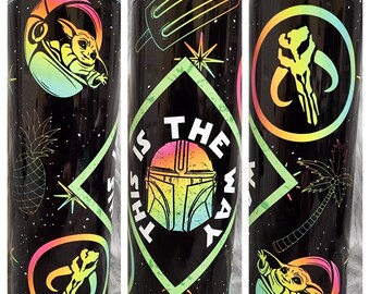 Mandalorian Inspired Star Wars Colorful Summer Tumbler 20oz Metal (With Straw)