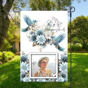Personalized Custom Photo Now She Flies With Hummingbirds Memorial Win