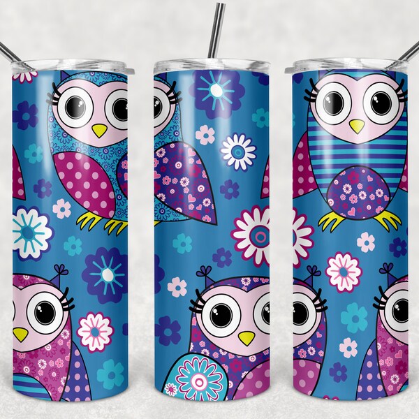 Owl lovers tumbler wrap/blue/tumbler design/sublimation/digital download