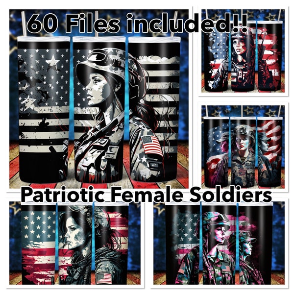 HUGE Patriotic Female soldiers tumbler wrap bundle/ 60 FILES INCLUDED (including mock-ups) women soldiers