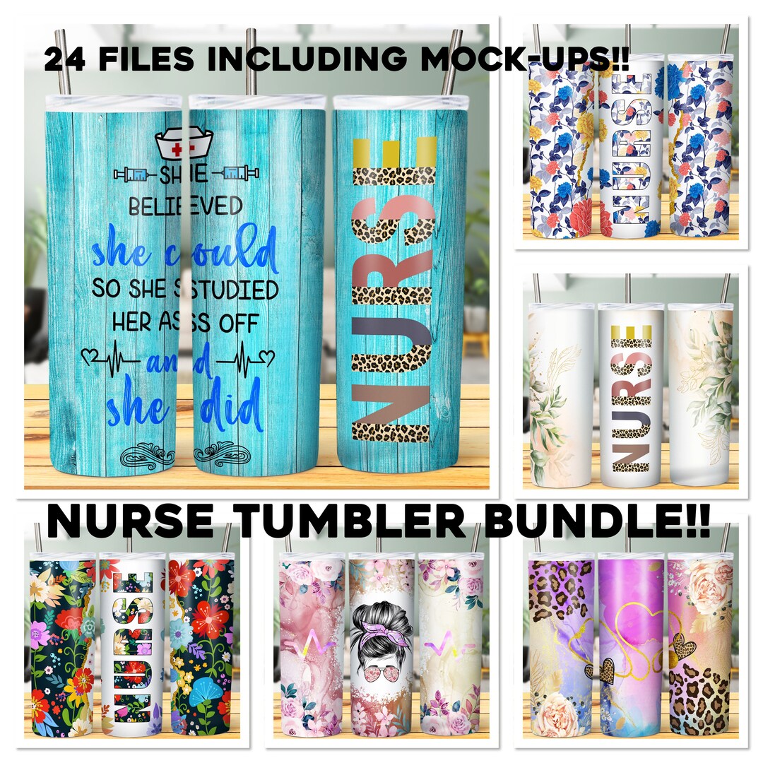 Nurse Tumbler Wrap Bundle/ 12 Designs Mockups Etsy