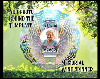 Memorial Wind Spinner with Angel wings sublimation design/ PNG/easily add your photo