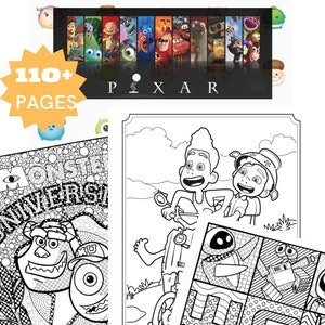 110+ Pages - PIXAR: Coloring Book Compilation- Great for ALL AGES, Stress Relief format