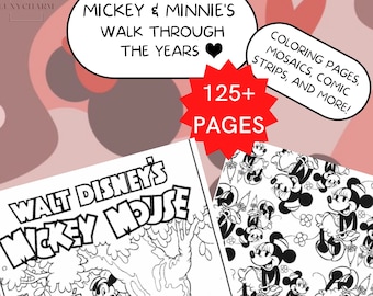 Mickey & Minnie Coloring Book – 126 Pages, Family Activity (PDF Pattern)