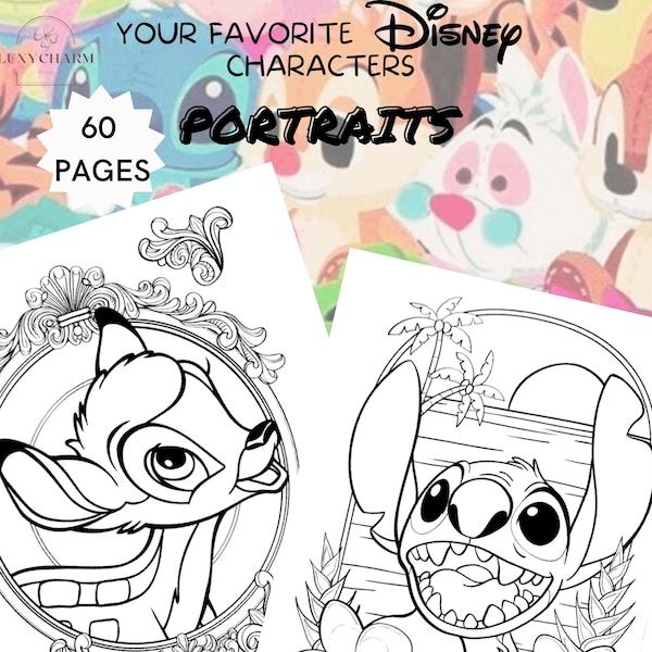 60 Pages - PORTRAITS of Your Favorite Characters - Coloring Book Compilation