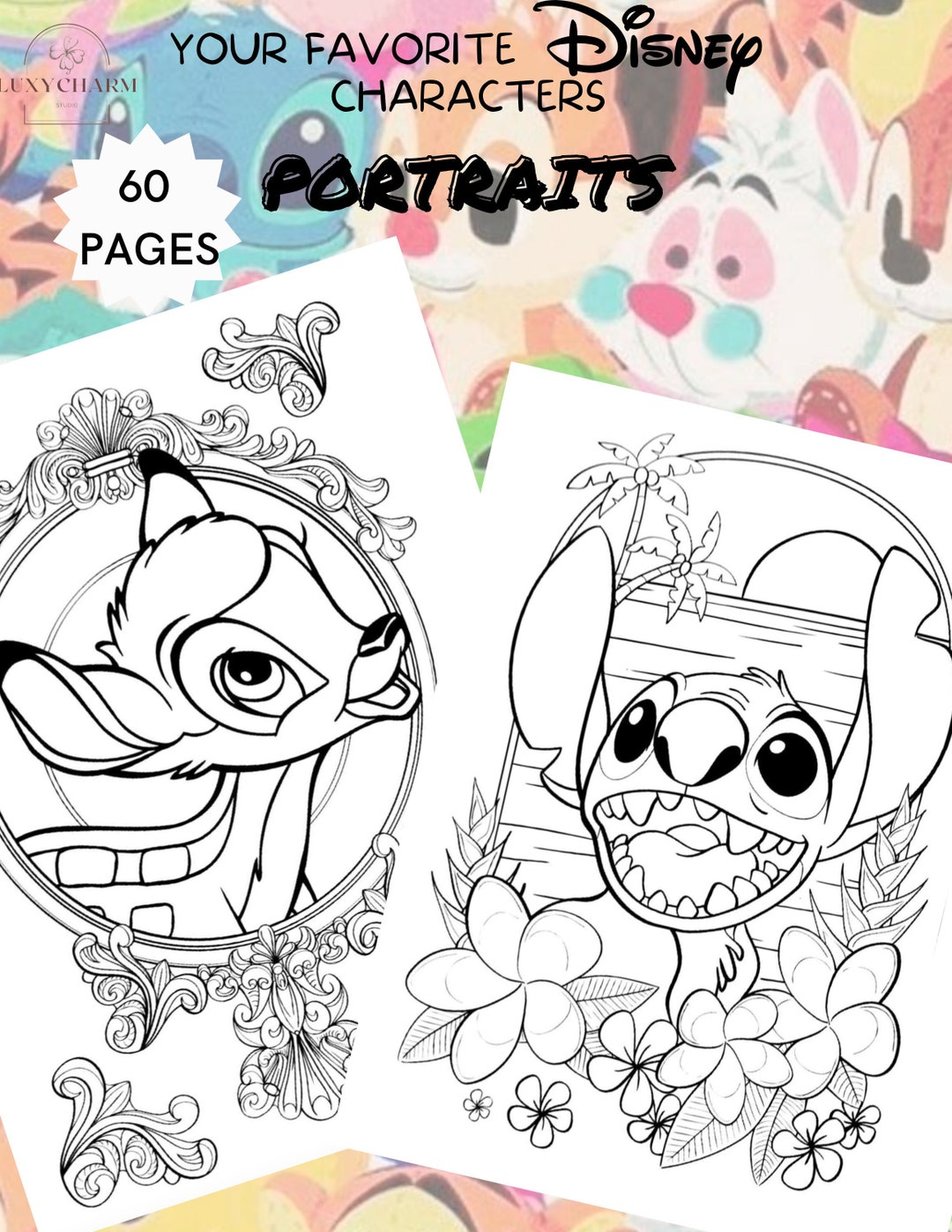 60 Pages PORTRAITS of Your Favorite Characters Coloring Book ...