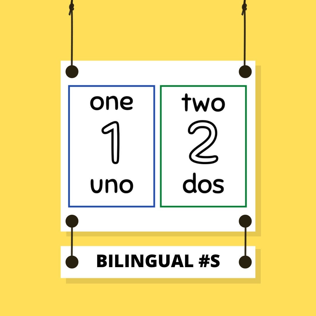 Bilingual Number Flashcards 1-20 – English & Spanish (PDF) - Etsy