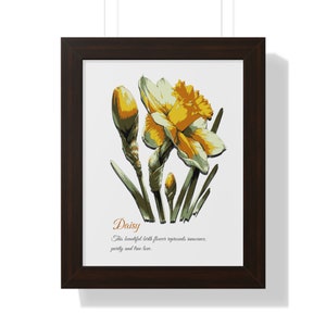 Daisy April Birth Flower Wall Art, Nursery Gift for Grandmother, Birthday Gift for Mom, Poster Gift for Garden Lovers, Garden Grandma Gift