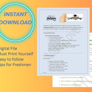 College Parent&#39;s Survival Guide: Freshman Tips & Checklists (Digital Download)