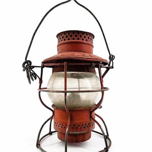 Antique Adlake No 250 Red Railroad Lantern Chicago St. Paul Minneapolis Omaha