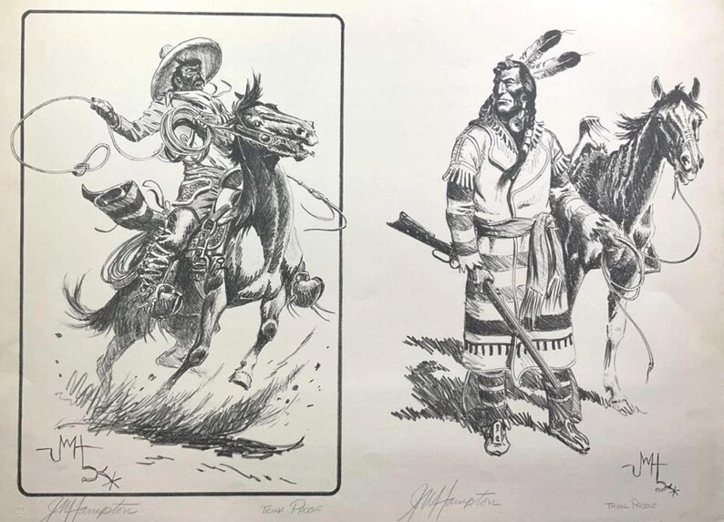 Jj Hampton Roper John Hampton Men of the Golden West Lithograph Trial Proof Signed 1/1 ...