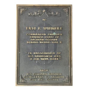 Vintage Brass WWII Recognition Plaque Commander Veteran Saginaw City 1/1 On Etsy