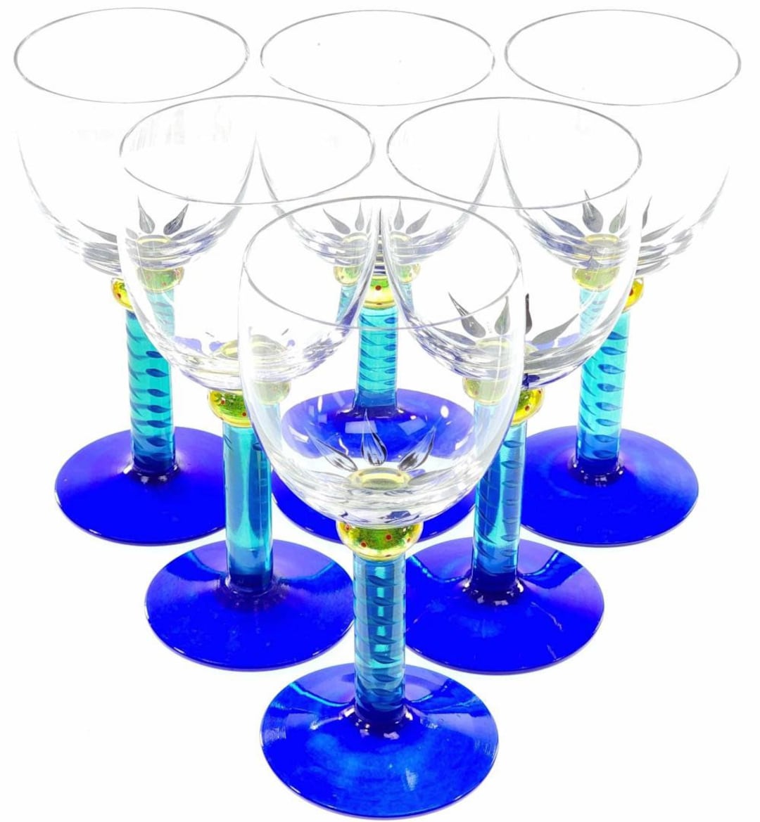 ONE Vintage Kosta Boda by Ken Done Wine Glass Palm Tree Design Etsy