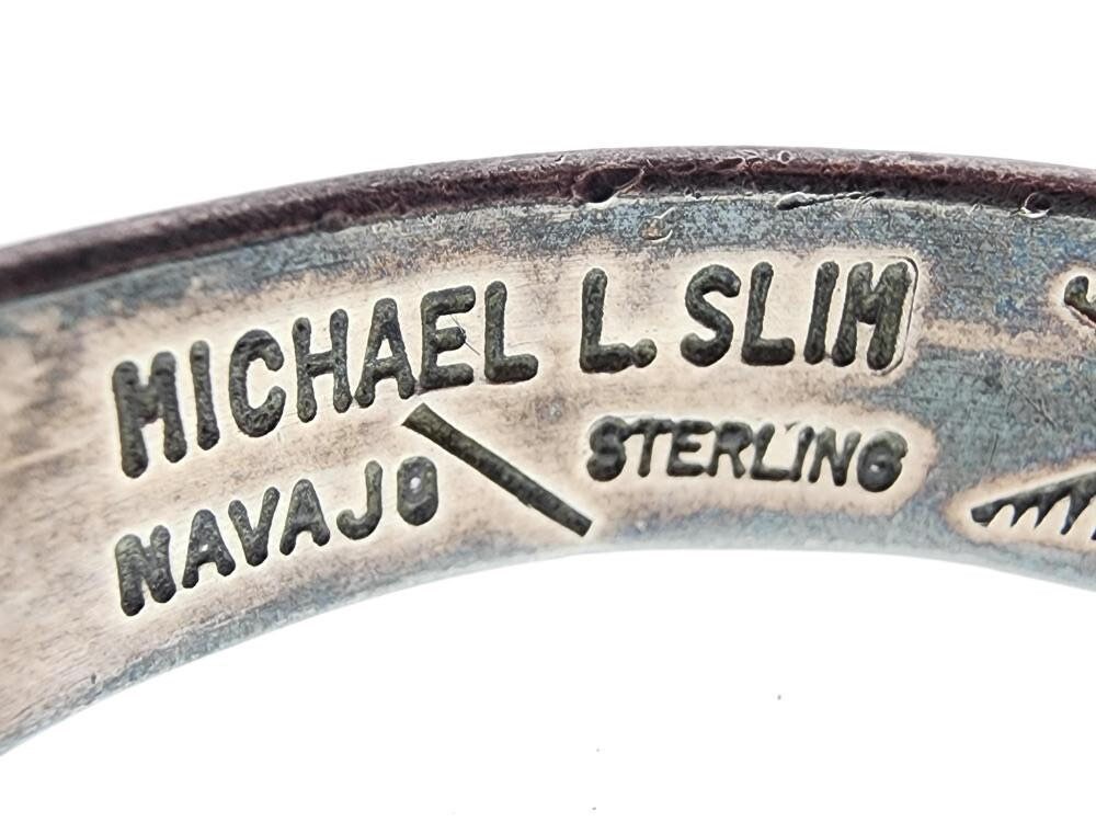 Vintage Native American Michael L. Slim Sterling Silver Cuff 