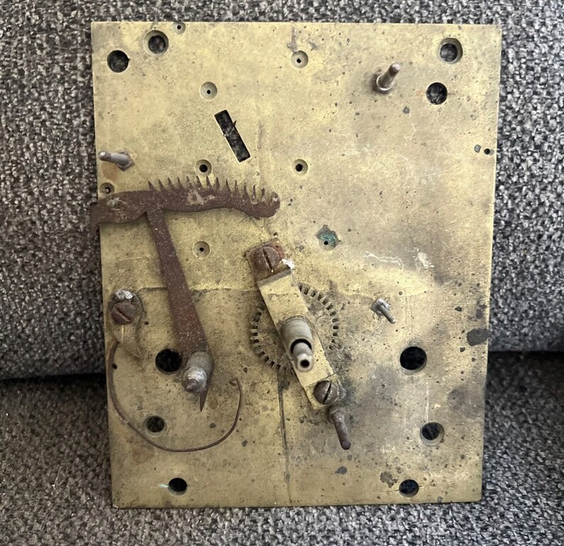 Antique Brass Grandfather Clock Movement Parts Sprockets Backplate Etsy