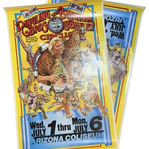 ONE 1981 Original Ringling Bros and Barnum & Bailey Circus Poster Arizona Coliseum 38x24”
