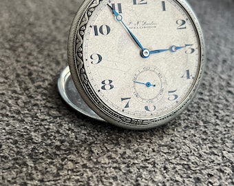 Antique P.N. Denton Wellington Silver Swiss 15J Pocket Watch 1/1 On Etsy #167329.
