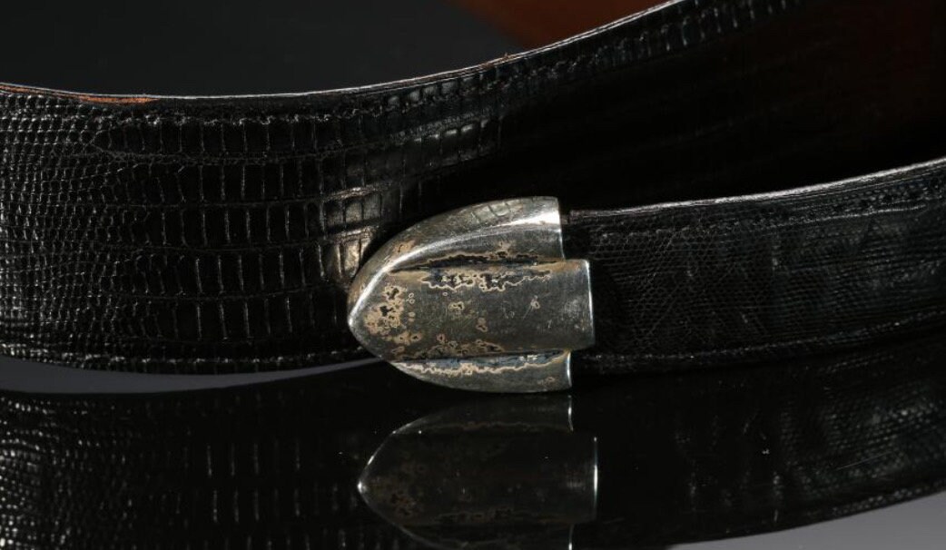 James Reid Ltd Stump Vintage Black Lizard Belt with Sterling Silver Buckle HTF Vintage James Reid Ltd. Sterling Silver Brown Lizard Belt 26  main image 4