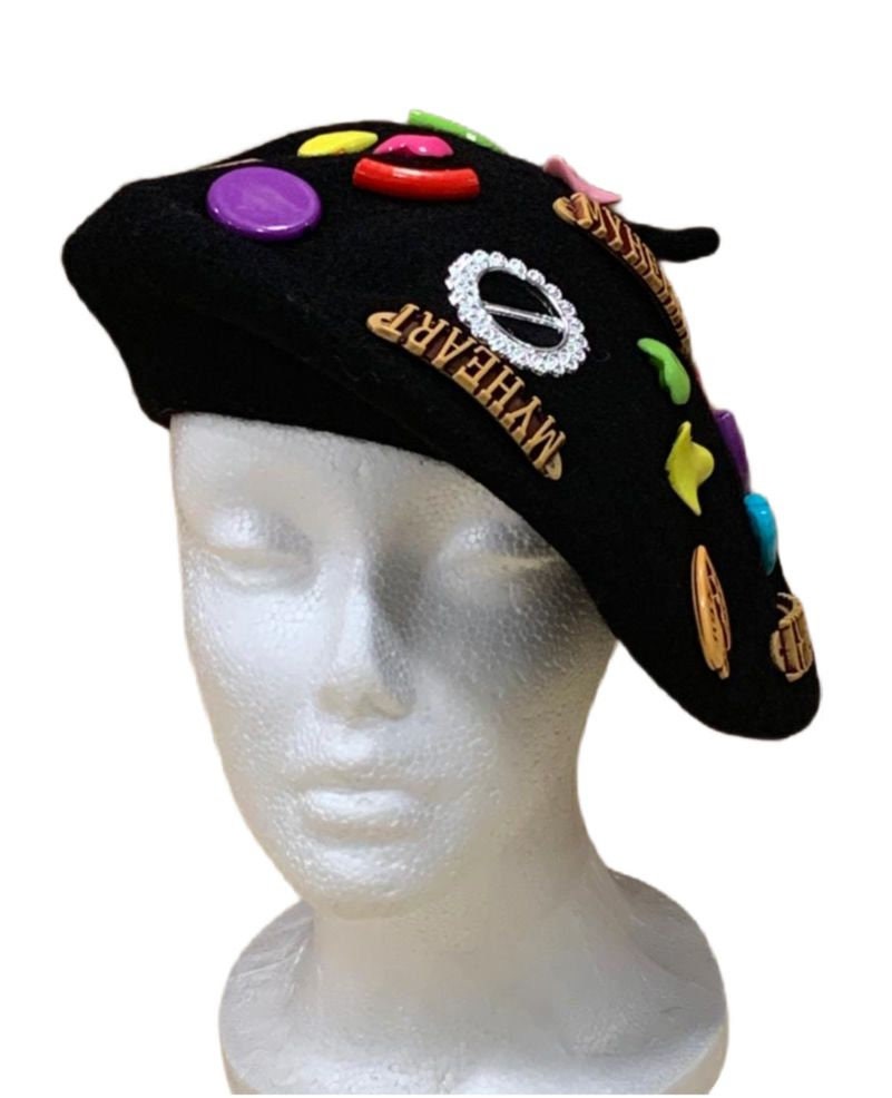 Customed Multi Jeweled Black & Beautiful Beret Rhinestone Berets - Etsy main image 2