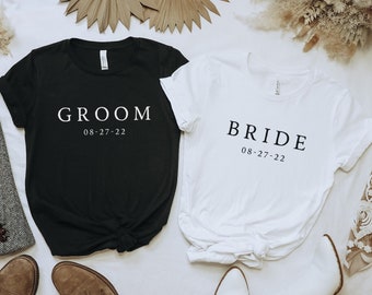 Personalized Bride and Groom T Shirts | Bride Shirt | Groom Shirt | Gift for Fiancé | Gift for Newlyweds | Engagement Gift