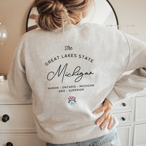 Michigan Great Lakes State Double Sided Sweatshirt | Michigan Apparel | Michigan Sweatshirt | Michigan Gift | Detroit Gift | Michigan Shirt